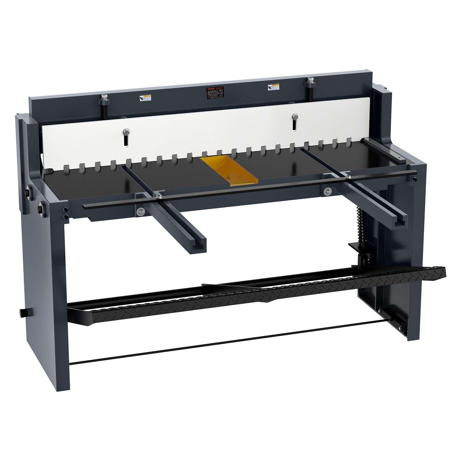 image-VEVOR Foot Stomp Sheet Metal Shear, 52 in Width Manual Floor Shear, with Soild Steel Frame, Adjustable Blade Gap, Material Stops, Foot-Pedal Control for Cutting Steel, Copper, Rebar, and Aluminum