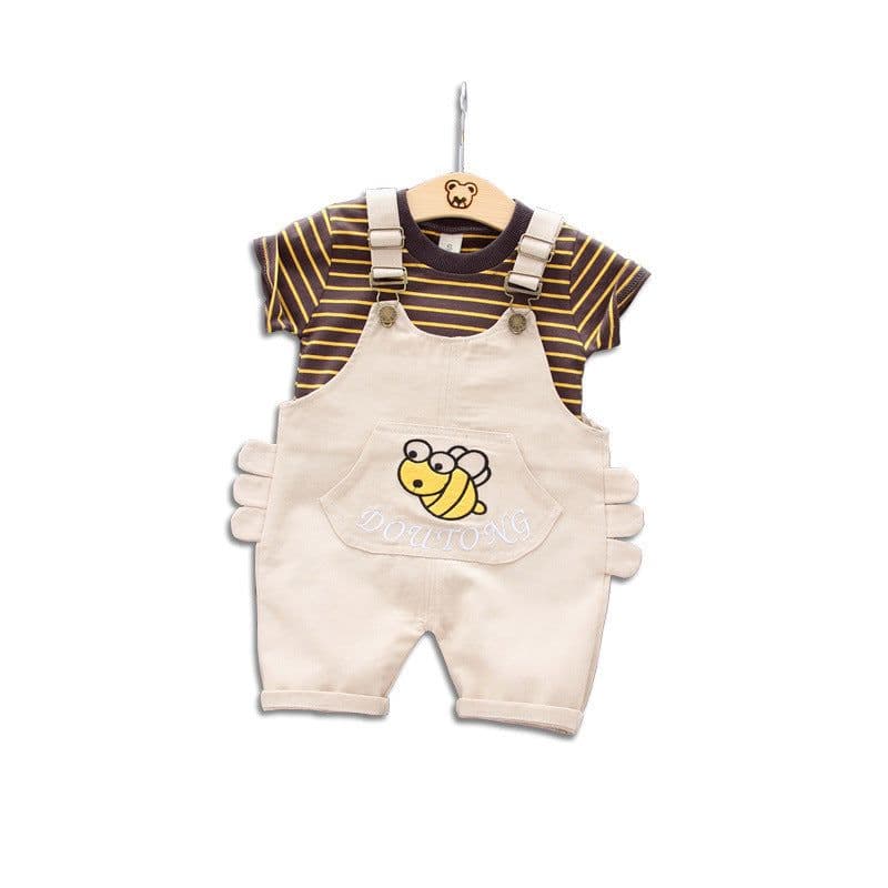 image-Bee Overalls Baby 2-Piece Set - Orange Cartoon