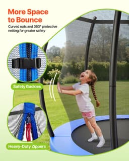 image-VEVOR Outdoor Trampoline, 15FT Recreational Trampoline, ASTM Approved Trampolines with Enclosure Net & Thickened Pad, Max 470 lbs Weight Capacity, Anti-Rust Backyard Trampolines for Kids & Adults