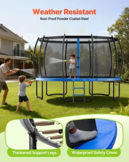 image-VEVOR Outdoor Trampoline, 15FT Recreational Trampoline, ASTM Approved Trampolines with Enclosure Net & Thickened Pad, Max 470 lbs Weight Capacity, Anti-Rust Backyard Trampolines for Kids & Adults