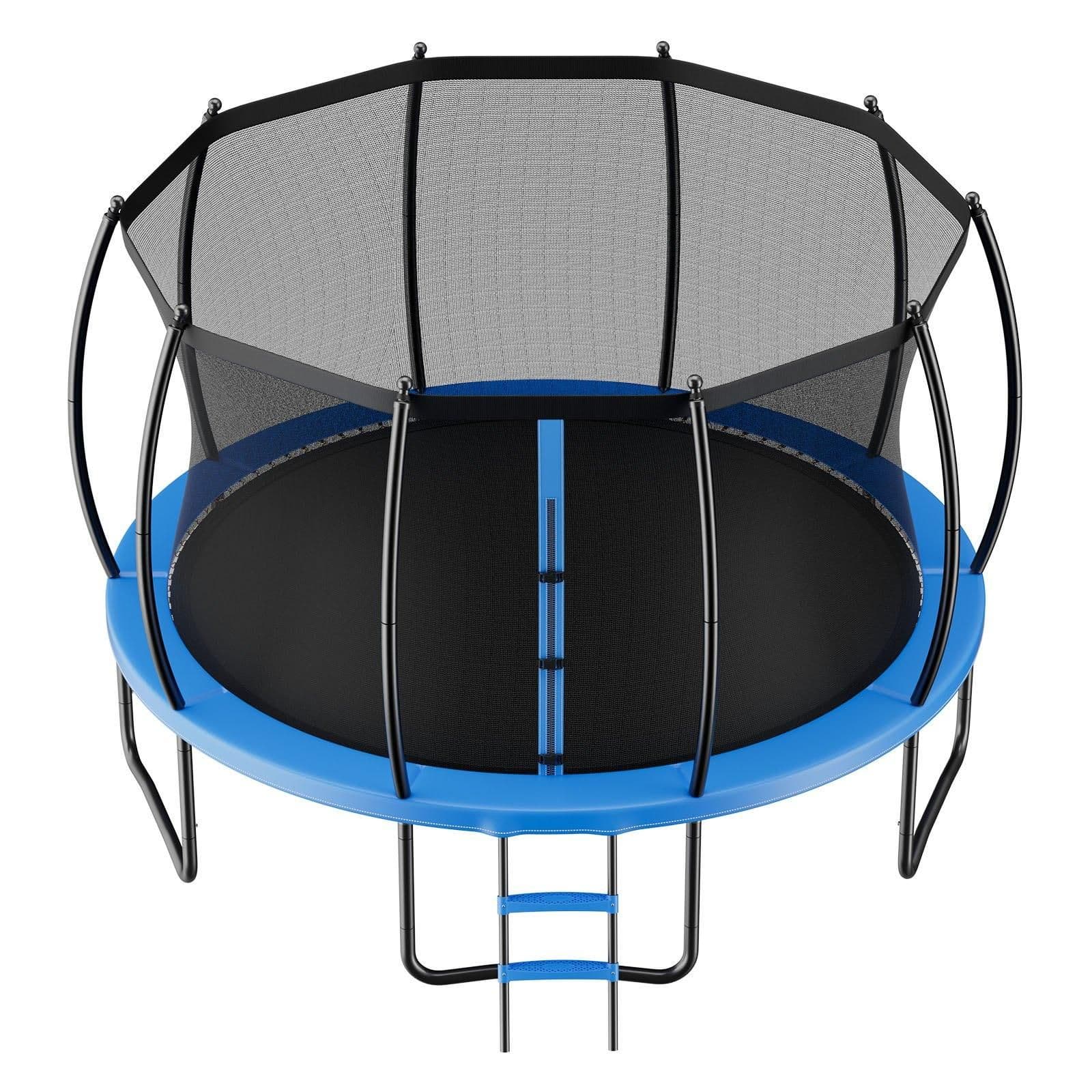 image-VEVOR Outdoor Trampoline, 15FT Recreational Trampoline, ASTM Approved Trampolines with Enclosure Net & Thickened Pad, Max 470 lbs Weight Capacity, Anti-Rust Backyard Trampolines for Kids & Adults