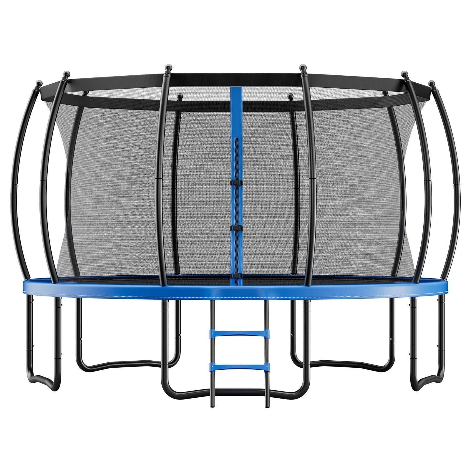 image-VEVOR Outdoor Trampoline, 15FT Recreational Trampoline, ASTM Approved Trampolines with Enclosure Net & Thickened Pad, Max 470 lbs Weight Capacity, Anti-Rust Backyard Trampolines for Kids & Adults