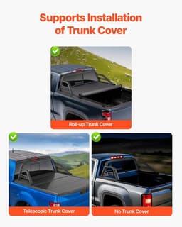 image-VEVOR Truck Bed Roll Bar, Universal Pickup Sport Adjustable Bar Chase Rack Compatible with Mid-Size Truck, Carbon Steel Construction with Extension Light Bracket, No Rack Included