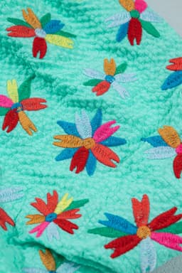 image-Sachet Pink Blouse Flower Embroidered Frilled V Neck