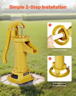 image-VEVOR Well Hand Pitcher Pump, 25 ft Maximum Lift, Antique Cast Iron Manual Hand Water Pump, NPT 1-1/4 in Connection, Easy Installation, Old Fashioned for Outdoor Garden, Pond, Backyard, Farm, Yellow