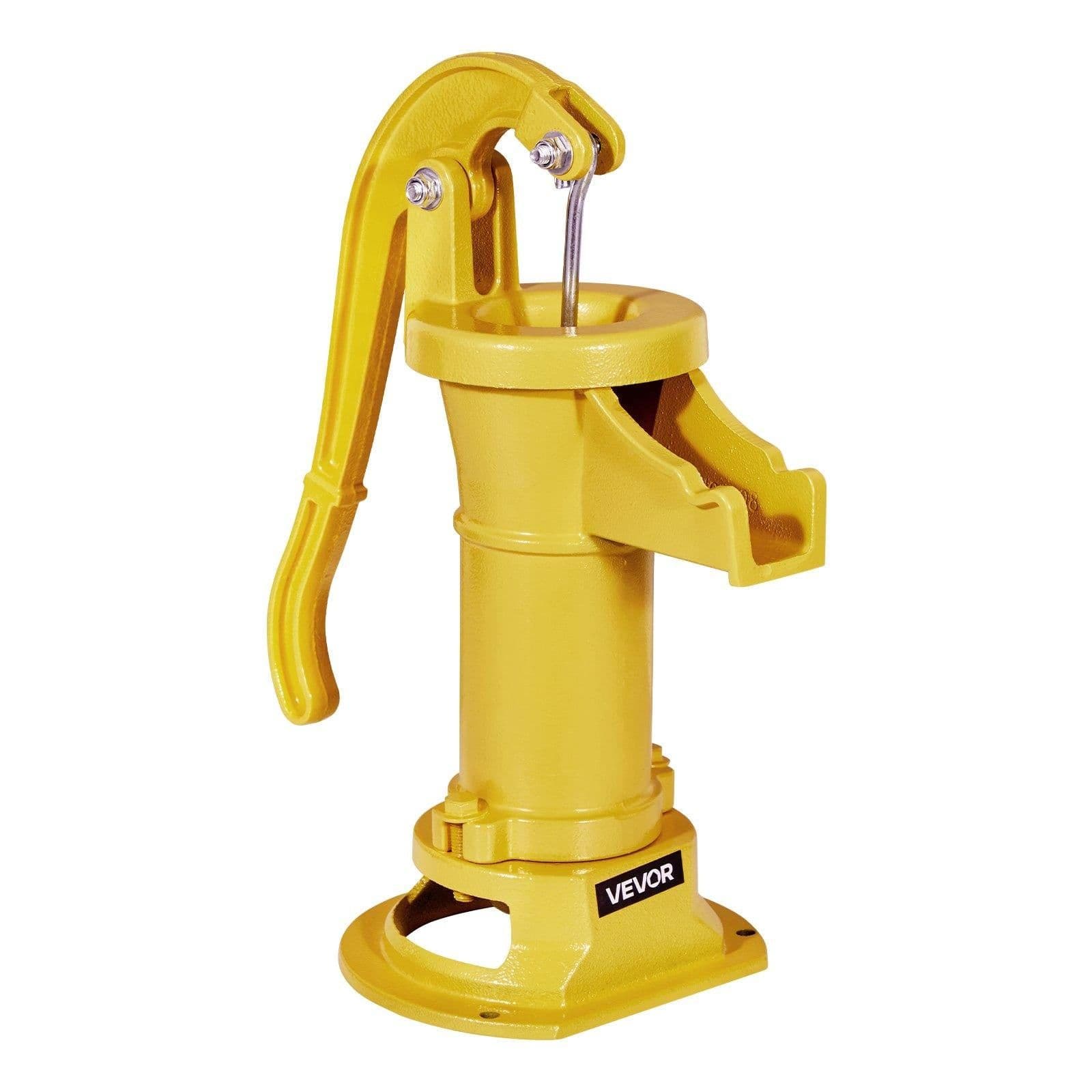 image-VEVOR Well Hand Pitcher Pump, 25 ft Maximum Lift, Antique Cast Iron Manual Hand Water Pump, NPT 1-1/4 in Connection, Easy Installation, Old Fashioned for Outdoor Garden, Pond, Backyard, Farm, Yellow