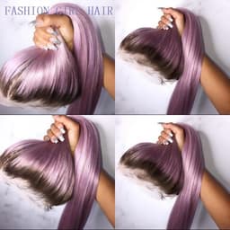 image-Ombre Purple Long Straight Lace Wigs for American Women Synthetic Lace