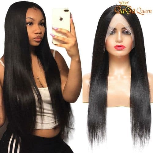 image-4x13 Silky Straight Brazilian Virgin Hair Human Hair Lace Front Wigs