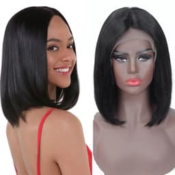 image-13x4 Bob Wig Peruvian Straight Short Lace Front Human Hair Wigs