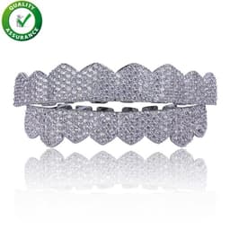 image-Hip Hop Jewelry Mens Diamond Grillz Teeth Pandora Style Charms Gold