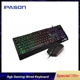 image-IPASON German Retro Usb Rgb Gaming Wired Keyboard For Game LoL/Only