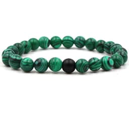 image-Classic Black Matte Green Malachite Bracelets Suitable Women Men Elastic Strand Jewelry