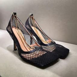image-Hot Sales Square Toe Thin High Heels Women Sandals Slip On Chain