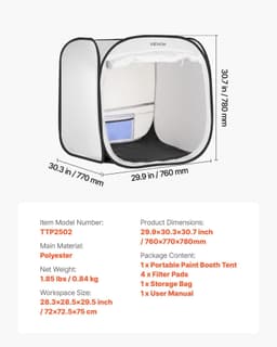image-VEVOR Portable Paint Booth Tent, 28.3 x 28.5 x 29.5 inch Pop-Up Portable Spray Paint Tent with Mesh Door, Spray Painting Tents for Cabinets, Chairs, Models, Tables, Pop-Up Design, Efficient Airflow