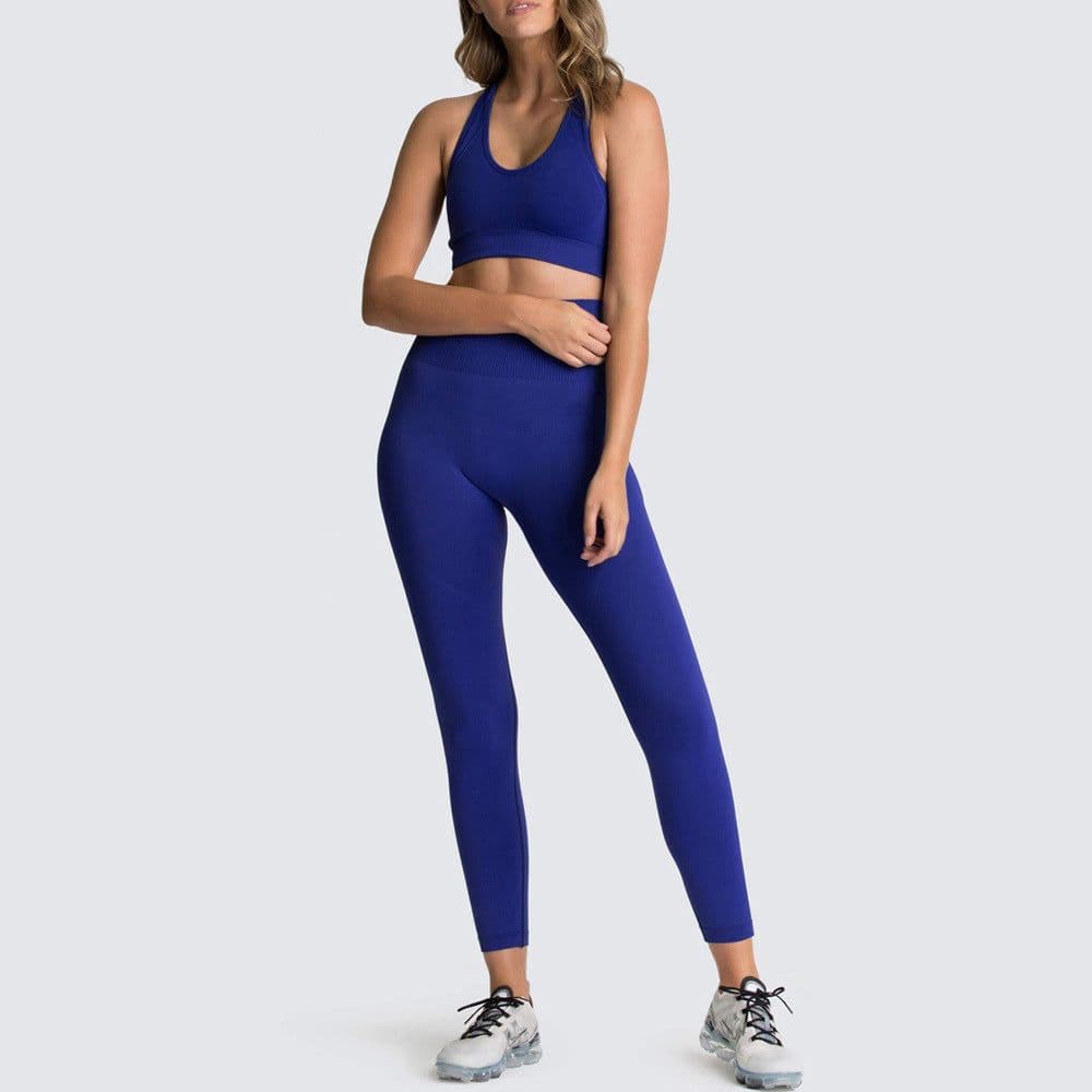image-European and American Seamless Knitting Slim Hip Lifting Moisture Wicking Sports Fitness Wear Beautiful Back Fitness Bra Yoga Suit