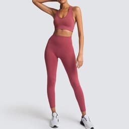 image-Sports Bra Yoga Set - Cotton Blend Moisture Wicking