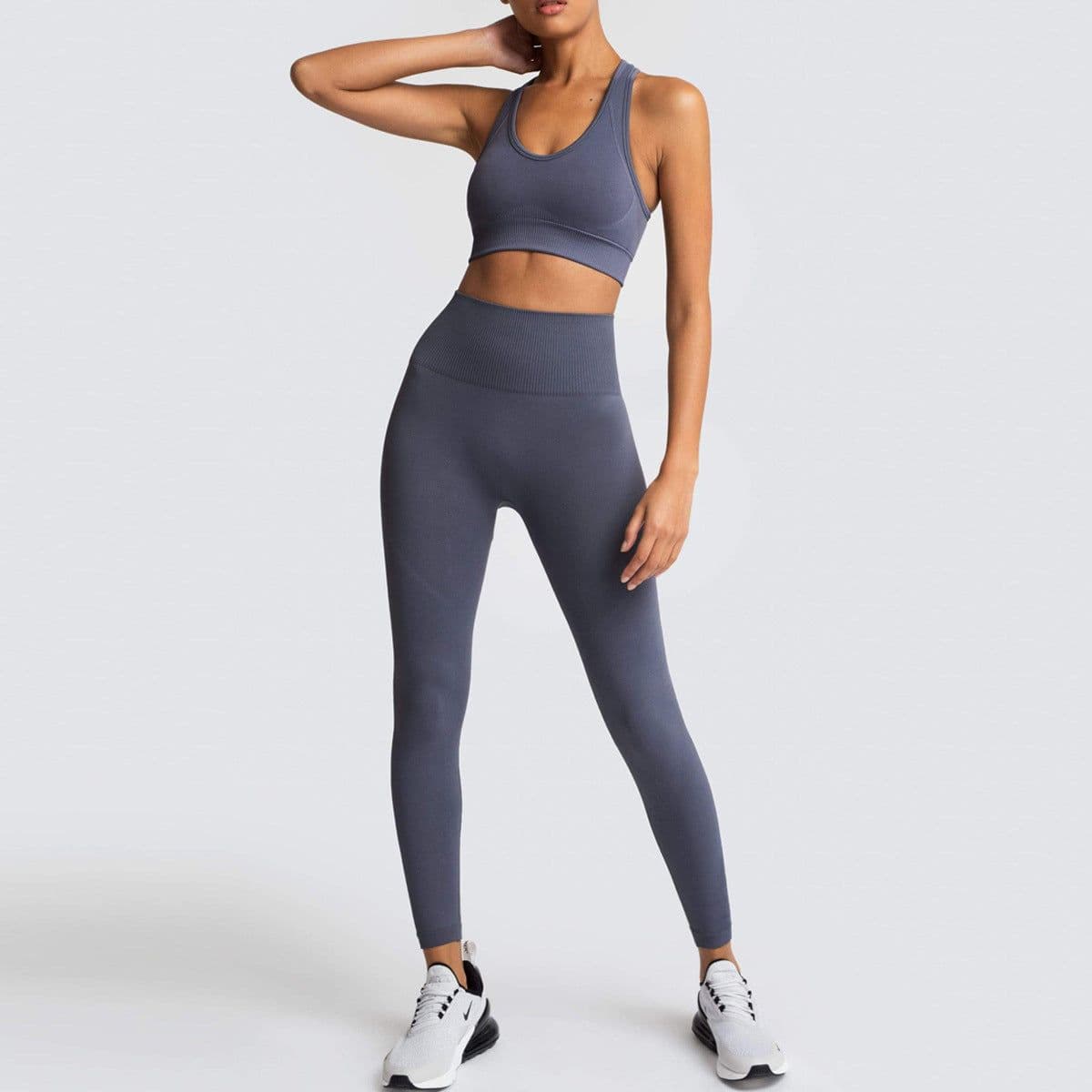 image-European and American Seamless Knitting Slim Hip Lifting Moisture Wicking Sports Fitness Wear Beautiful Back Fitness Bra Yoga Suit
