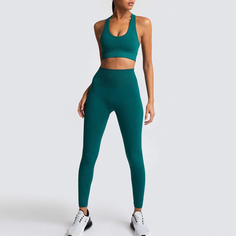 image-European and American Seamless Knitting Slim Hip Lifting Moisture Wicking Sports Fitness Wear Beautiful Back Fitness Bra Yoga Suit