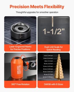 image-VEVOR Knockout Punch Set, 10 Ton Hydraulic Knockout Set, 1/2" to 2" KO Tool Kit Hole Making Tool, KO Tools Kit W/6 Dies for Metal Electrical Cabinets, Electrical Control Cabinets, Switch Cabinets