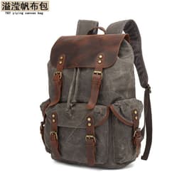image-Unisex Retro Canvas Backpack - Army Green 20-35L