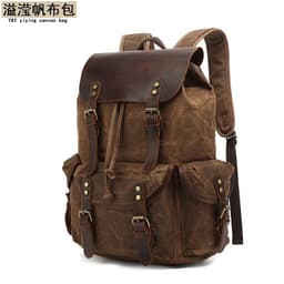 image-Unisex Retro Canvas Backpack - Army Green 20-35L