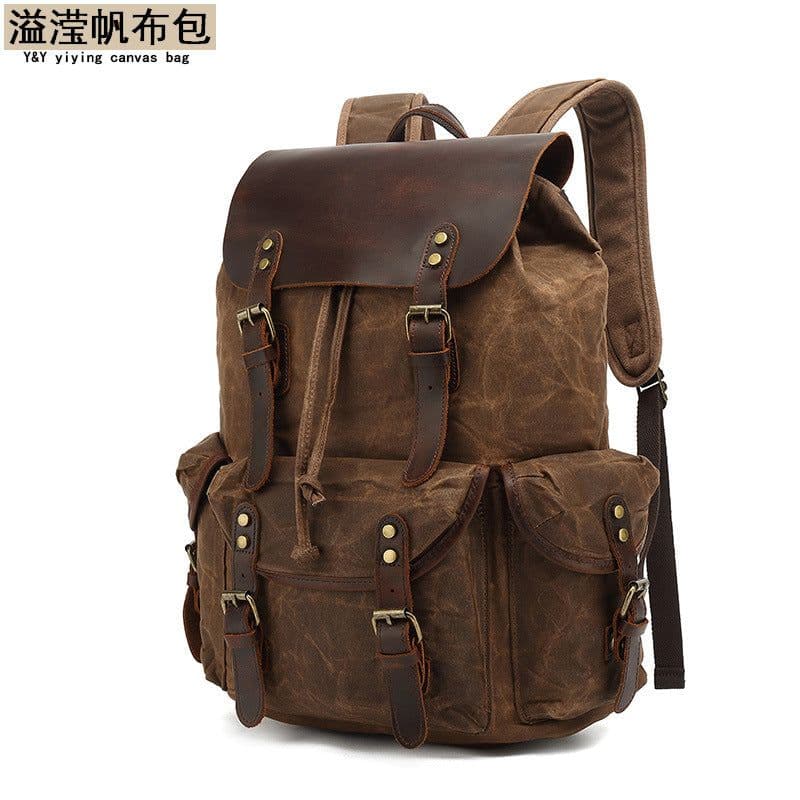 image-Unisex Retro Canvas Backpack - Army Green 20-35L