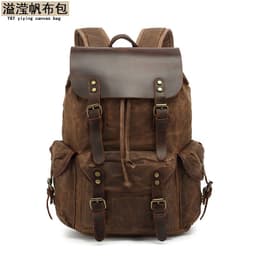 image-Unisex Retro Canvas Backpack - Army Green 20-35L