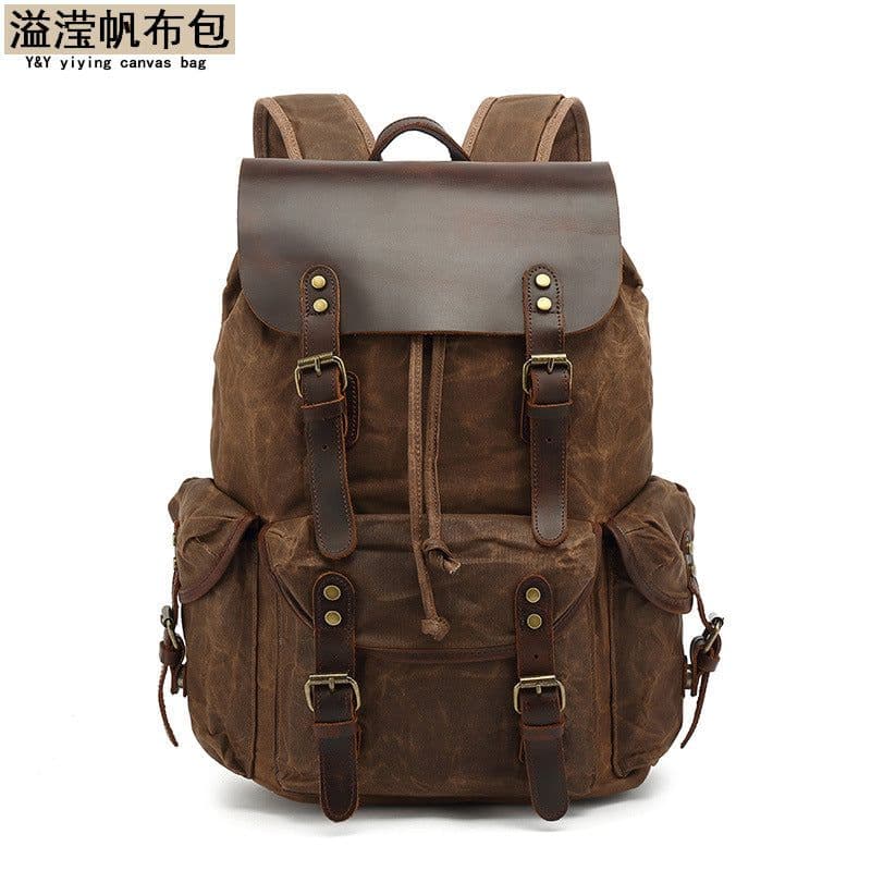 image-Unisex Retro Canvas Backpack - Army Green 20-35L