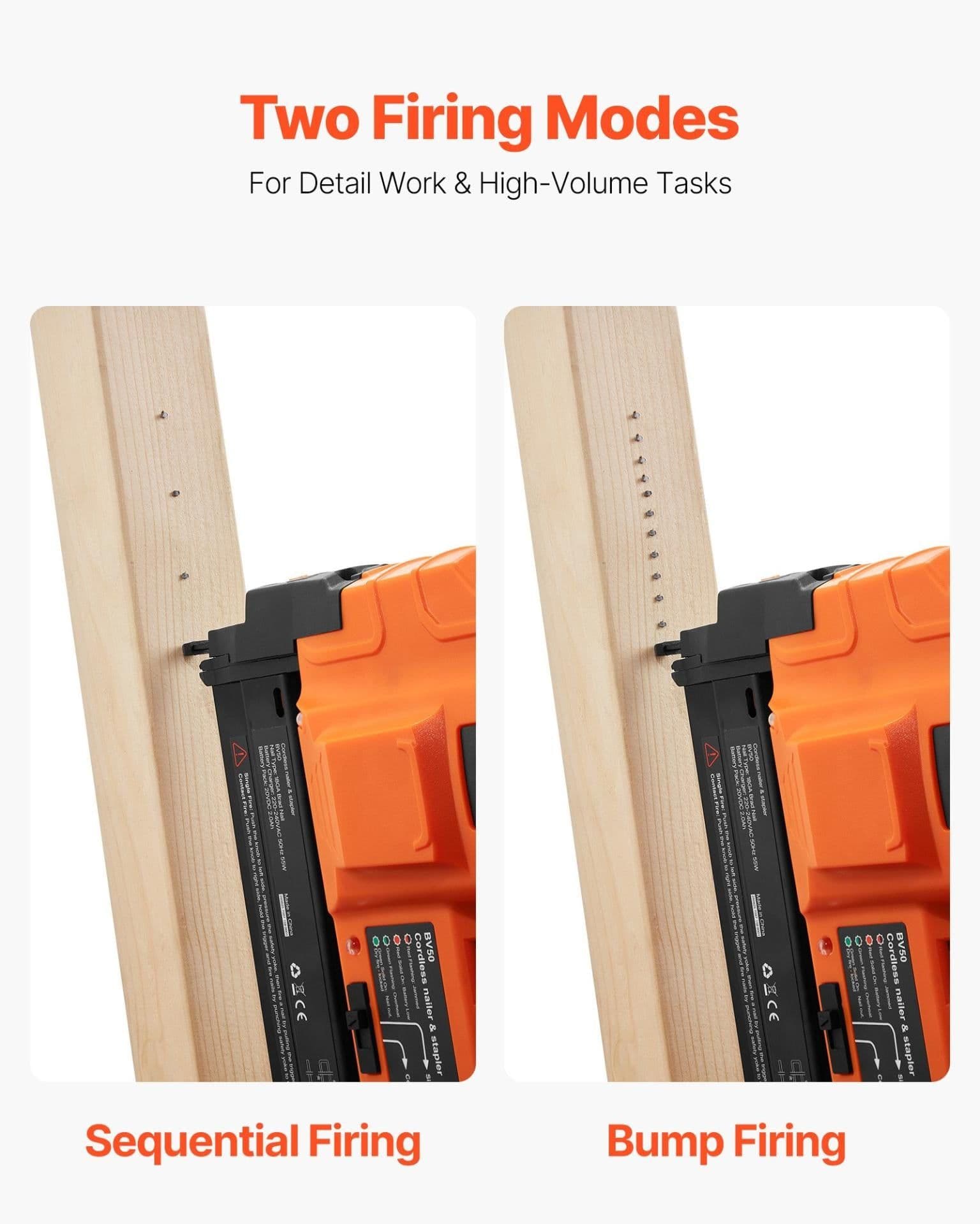 image-VEVOR Cordless Brad Nailer, 18 Gauge, 20V Battery Powered Nail Gun, with 500 pcs Nails, 2.0 Ah Li-ion Battery and Charger, Adjustable Nailing Depth, for Home Improvement, Woodworking, DIY Project