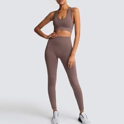 image-Sports Bra Yoga Set - Cotton Blend Moisture Wicking