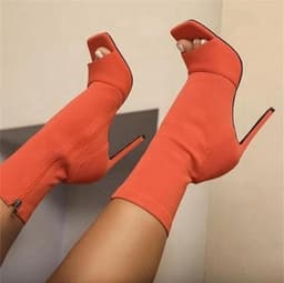 image-Fish mouth women's boots autumn fashion solid color winter red khaki