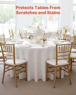 image-VEVOR White Round Tablecloths 2 Pack, 120 Inches in Diameter, Stain- & Wrinkle- Resistant, Machine Washable Table Clothes, Polyester Fabric Table Covers for Wedding, Party, Banquet, Formal Events