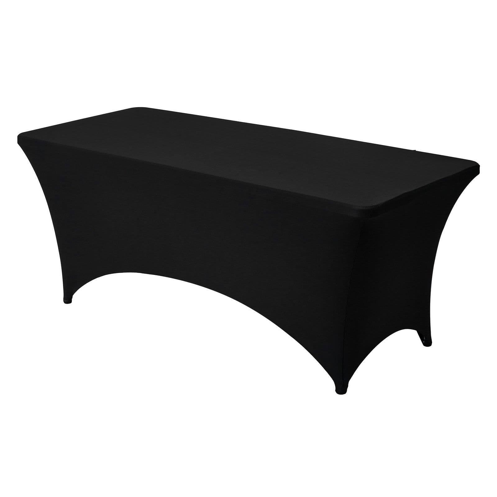 image-VEVOR 3 Pack Table Cloth for 6FT Rectangular Fitted Events, Wrinkle-Resistant Stretch Black Table Covers, Washable Spandex Tablecloth Protector, for Party, Wedding, Cocktail, Banquet, Festival