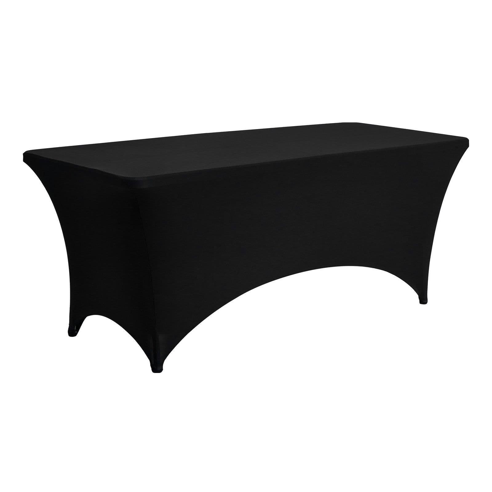 image-VEVOR 3 Pack Table Cloth for 6FT Rectangular Fitted Events, Wrinkle-Resistant Stretch Black Table Covers, Washable Spandex Tablecloth Protector, for Party, Wedding, Cocktail, Banquet, Festival