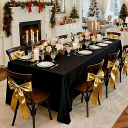 image-VEVOR Black Tablecloths for Rectangle Tables, 6 Pack, 70 x 120 Inches, Reusable and Machine Washable Table Clothes, Wrinkle-Resistant Polyester Fabric Table Covers for Wedding, Party, Banquet