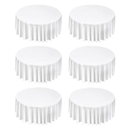 image-VEVOR White Round Tablecloths 6 Pack, 132 Inches in Diameter, Stain- & Wrinkle- Resistant, Machine Washable Table Clothes, Polyester Fabric Table Covers for Wedding, Party, Banquet, Formal Events