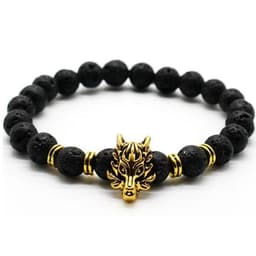 image-Men's Volcanic Stone Bracelet Dragon Pendant Bracelet Stone Elastic
