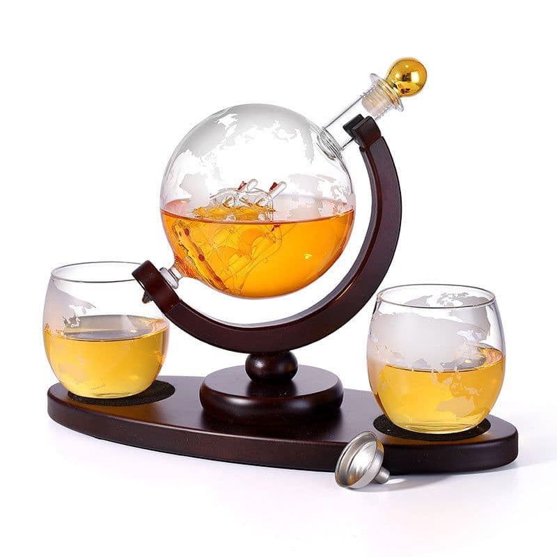 image-Amazon same style glass bottle craft wine bottle wine container set oval wooden frame high borosilicate wine bottle
