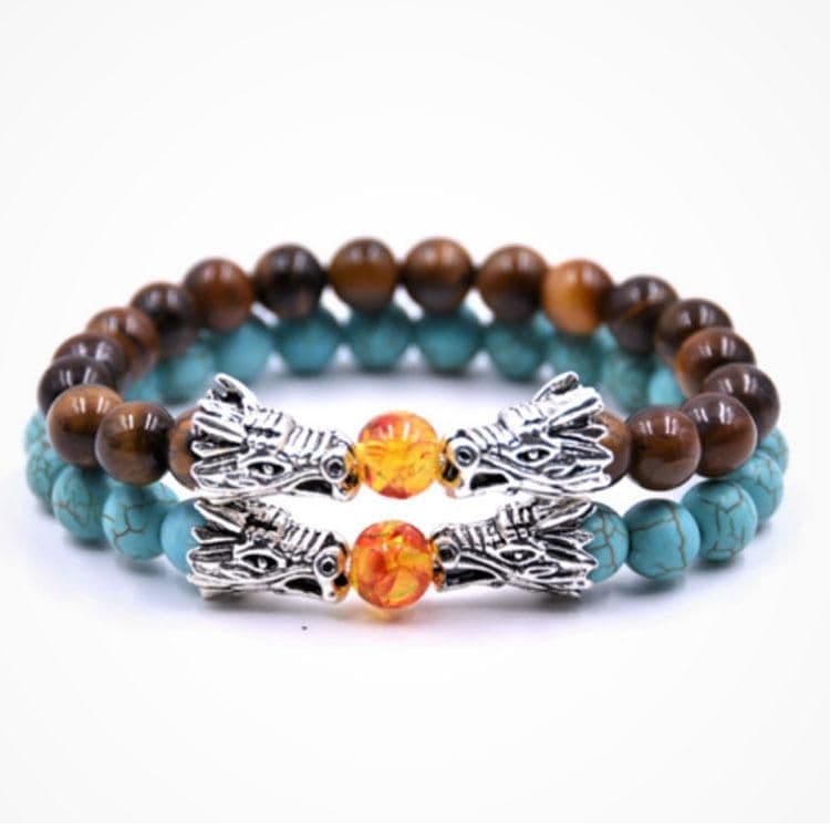 image-Beaded Bracelet New 8 mm stone Beaded Bracelet with black lava