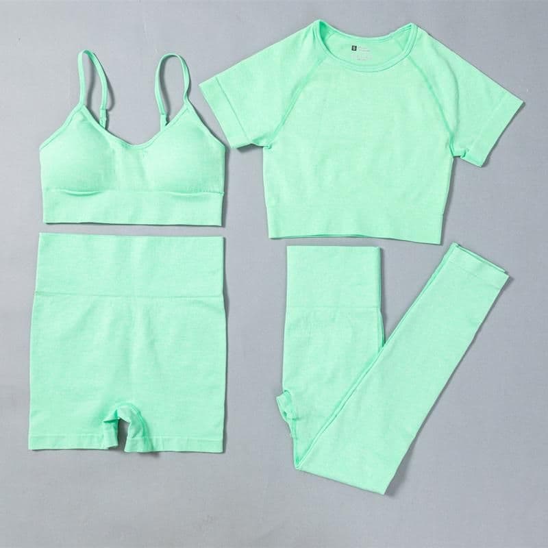 image-4pcs Women Seamless Yoga Set Workout Sport Wear Gym Clothing