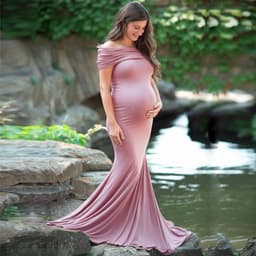 image-Shoulderless Maternity Dresses Photography Props Long Pregnancy Dress