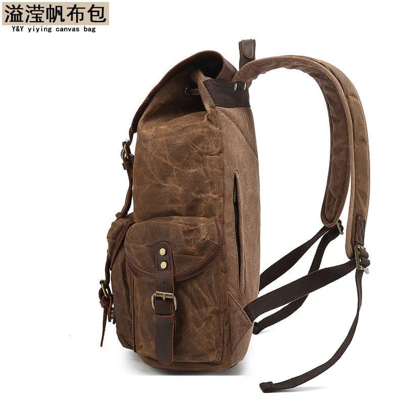 image-Unisex Retro Canvas Backpack - Army Green 20-35L