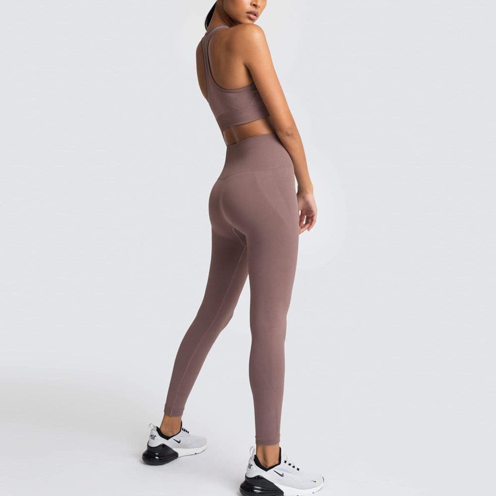 image-European and American Seamless Knitting Slim Hip Lifting Moisture Wicking Sports Fitness Wear Beautiful Back Fitness Bra Yoga Suit