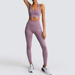 image-Sports Bra Yoga Set - Cotton Blend Moisture Wicking