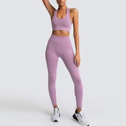 image-European and American Seamless Knitting Slim Hip Lifting Moisture Wicking Sports Fitness Wear Beautiful Back Fitness Bra Yoga Suit