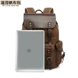 image-Unisex Retro Canvas Backpack - Army Green 20-35L