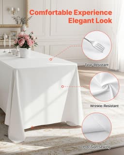 image-VEVOR White Rectangle Tablecloths - 6 Pack 60x102" Polyester
