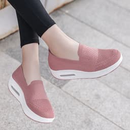 image-Women's Slip-On Casual Shoes - Brown Mesh Breathable
