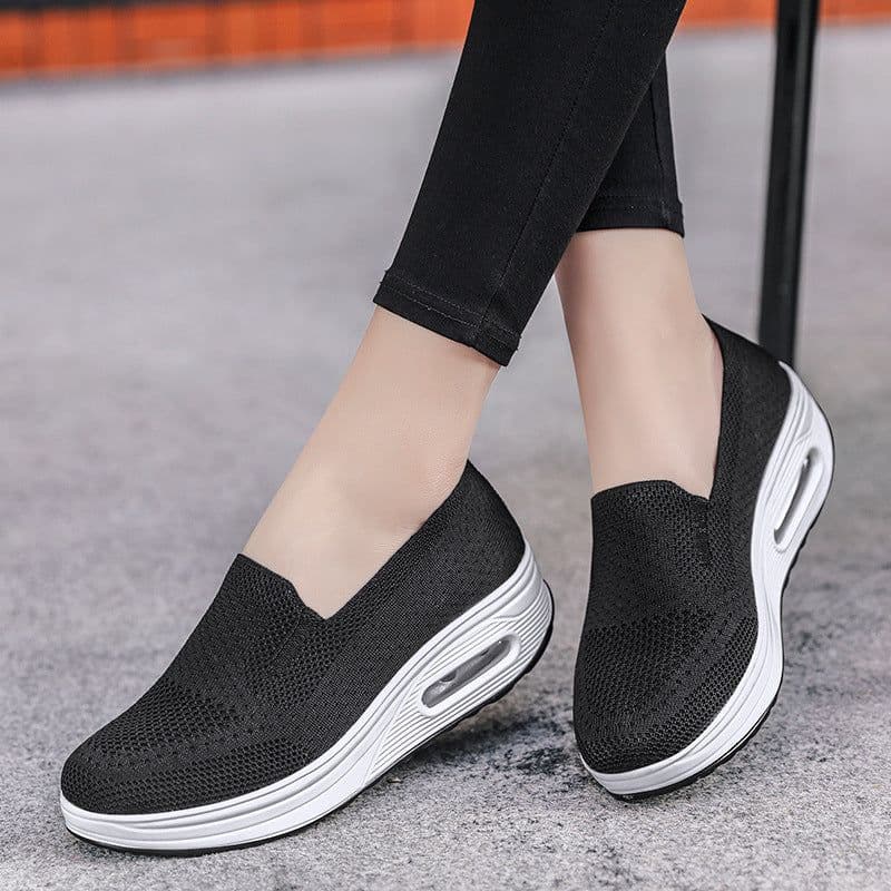 image-Women's Slip-On Casual Shoes - Brown Mesh Breathable