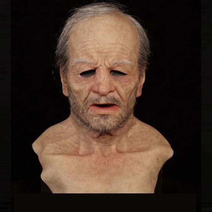 image-Old man mask white hair white beard headgear halloween